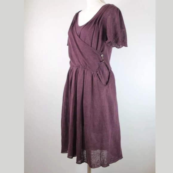 Anthropologie Linen Blend Sweater Sideswept Dress - Picture 2 of 8